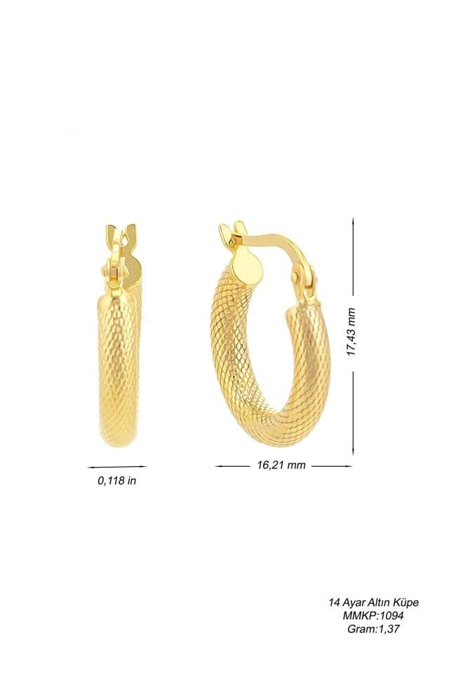 Prenses Pırlanta-Altın Halka Küpe-14 Ayar Altın Küpe Modeli 1,40 gr