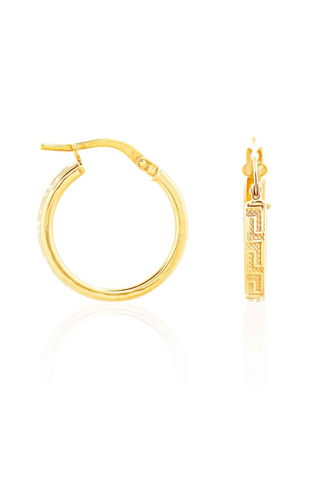 Prenses Pırlanta-Grek Desenli İtalyan Halka Küpe 14 Ayar