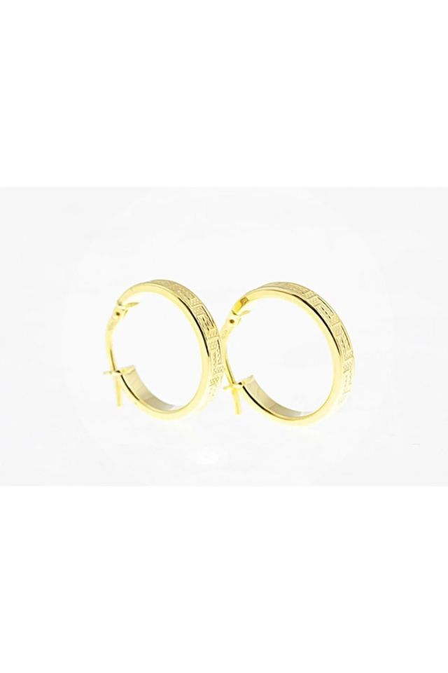 Prenses Pırlanta-Grek Desenli İtalyan Halka Küpe 14 Ayar