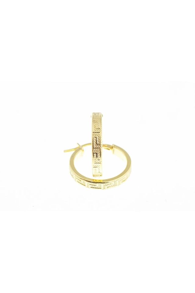 Prenses Pırlanta-Grek Desenli İtalyan Halka Küpe 14 Ayar