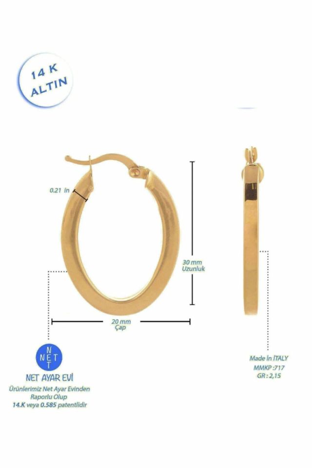 Prenses Pırlanta-İtalyan Halka Küpe 14 Ayar Altın (2 cm)