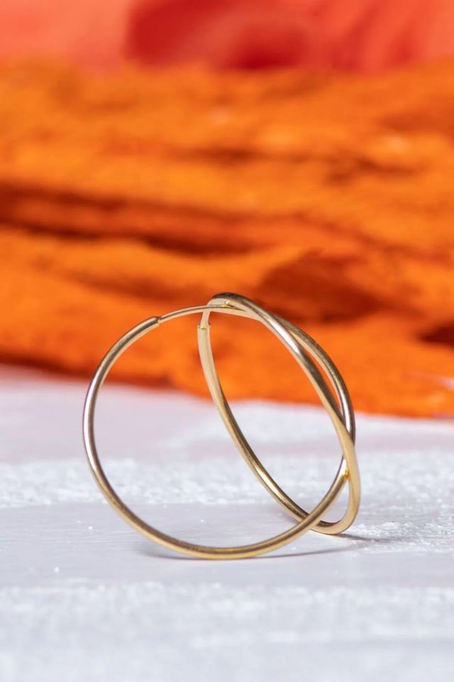 Prenses Pırlanta-İtalyan Halka Küpe 14 Ayar Altın (3 cm)