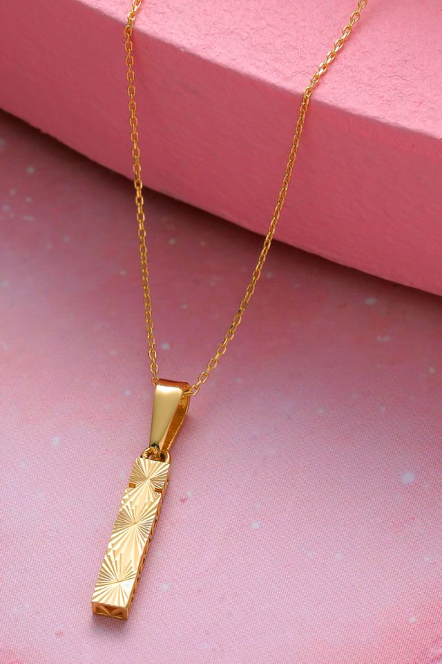 Prenses Pırlanta Kadın 14 Ayar Altın Harf Kolye A & Z Harfi Altın Kolye Zincirli Kalemli Işıltılı Desenli  42 cm I