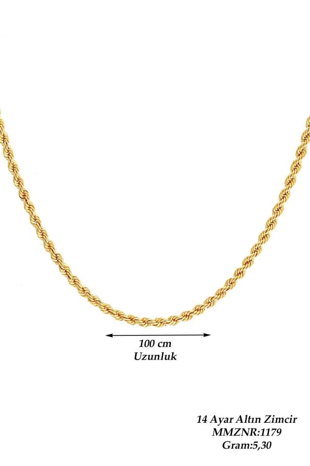 Prenses Pırlanta-100 cm Kadın 14 Ayar Altın Halat Zincir