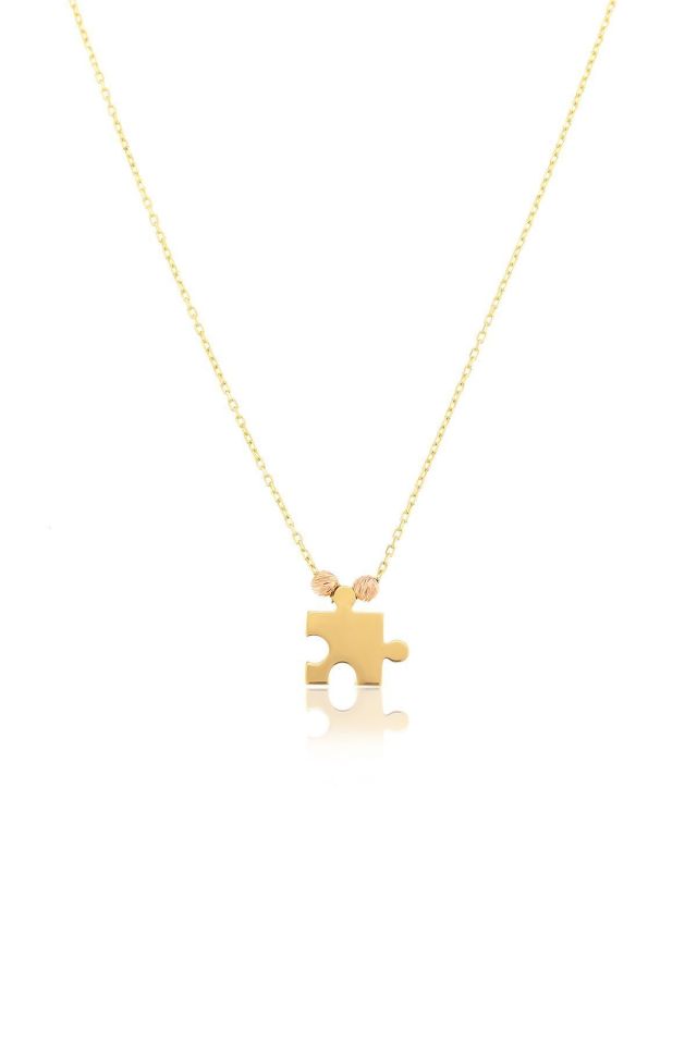 Prenses Pırlanta-14 Ayar Altın Minimal Dorika Toplu Puzzle Altın Kolye Modeli