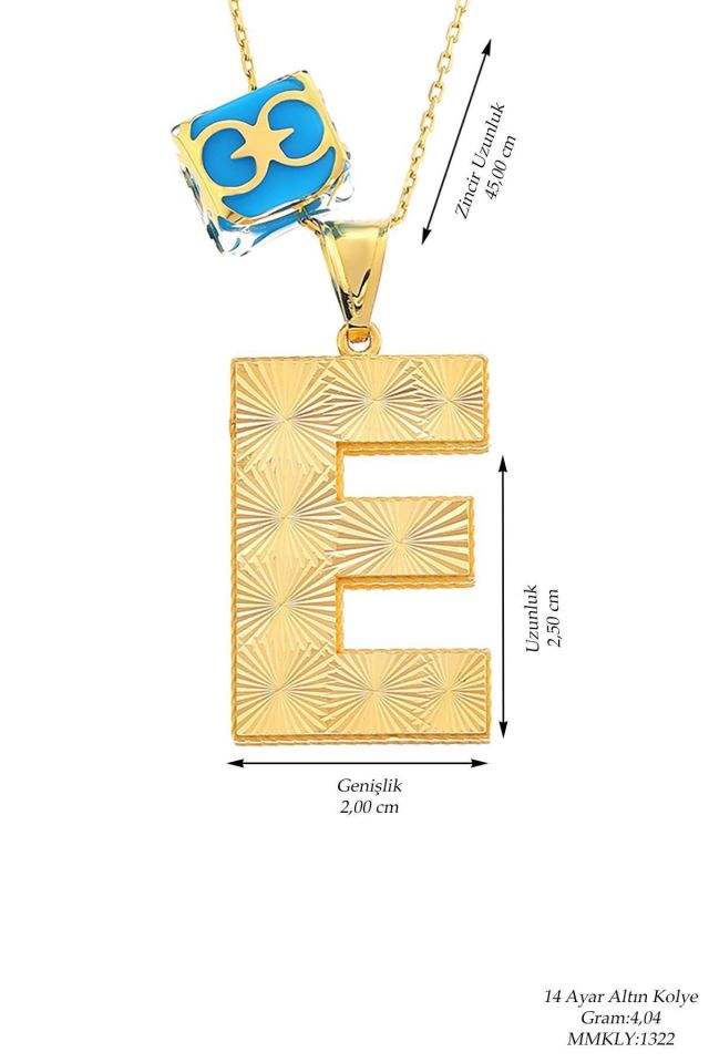 Prenses Pırlanta-14 Ayar Altın İtalyan Kalemli Firuze Taşlı Harf Serisi