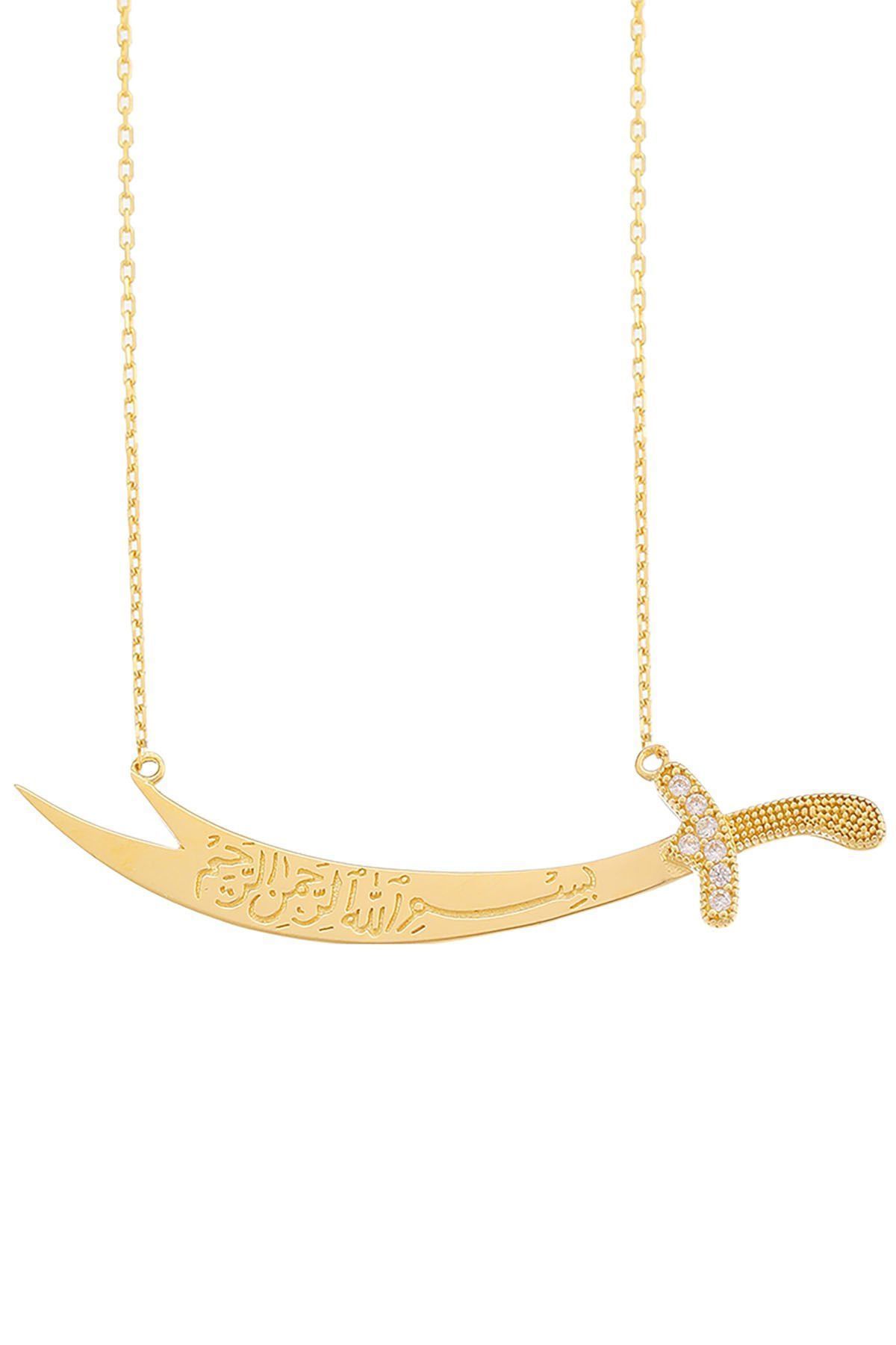 Prenses Pırlanta-14 Ayar Altın Elişi Zülfikar Altın Kolye Modeli