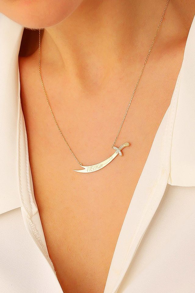 Prenses Pırlanta-14 Ayar Altın Elişi Zülfikar Altın Kolye Modeli