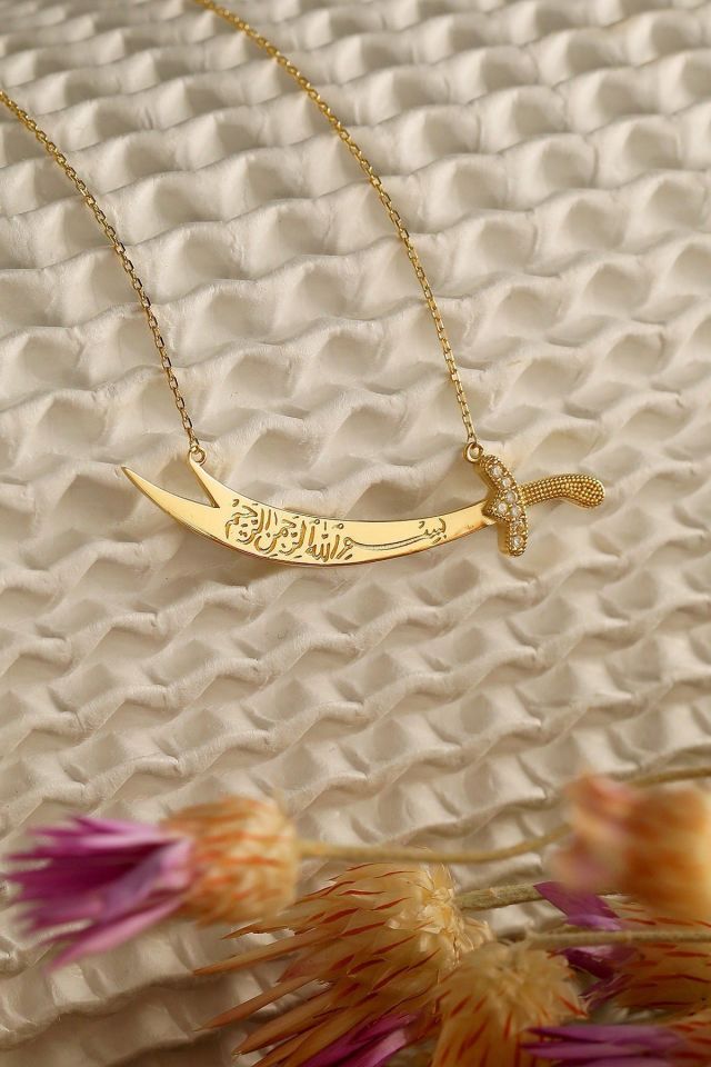 Prenses Pırlanta-14 Ayar Altın Elişi Zülfikar Altın Kolye Modeli