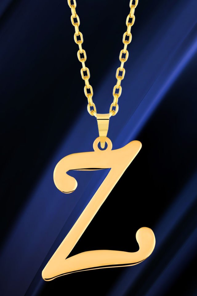 PRENSES PIRLANTA Kadın 14 Ayar Altın Harf Kolye El işi A & Z Harfi Altın Kolye Zincirli Harf Kolye 42 Cm Z