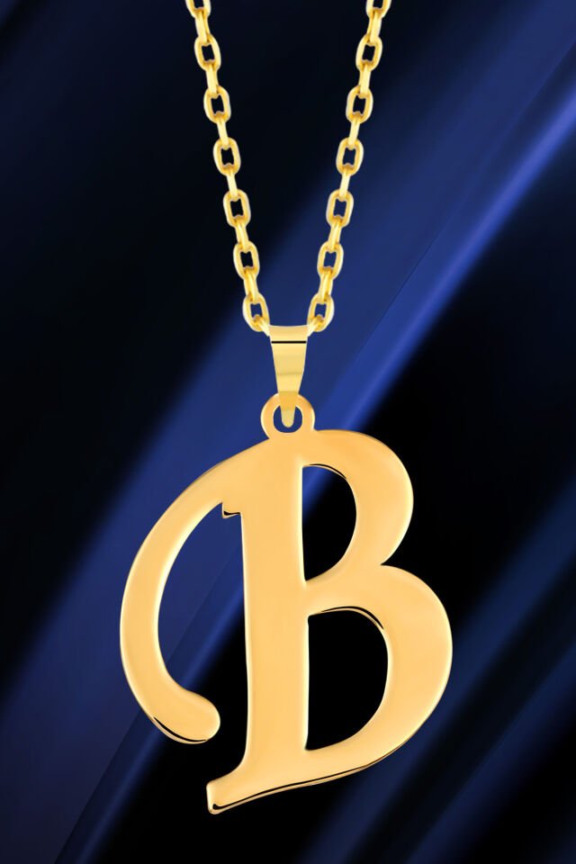 PRENSES PIRLANTA Kadın 14 Ayar Altın Harf Kolye El işi A & Z Harfi Altın Kolye Zincirli Harf Kolye 42 Cm B