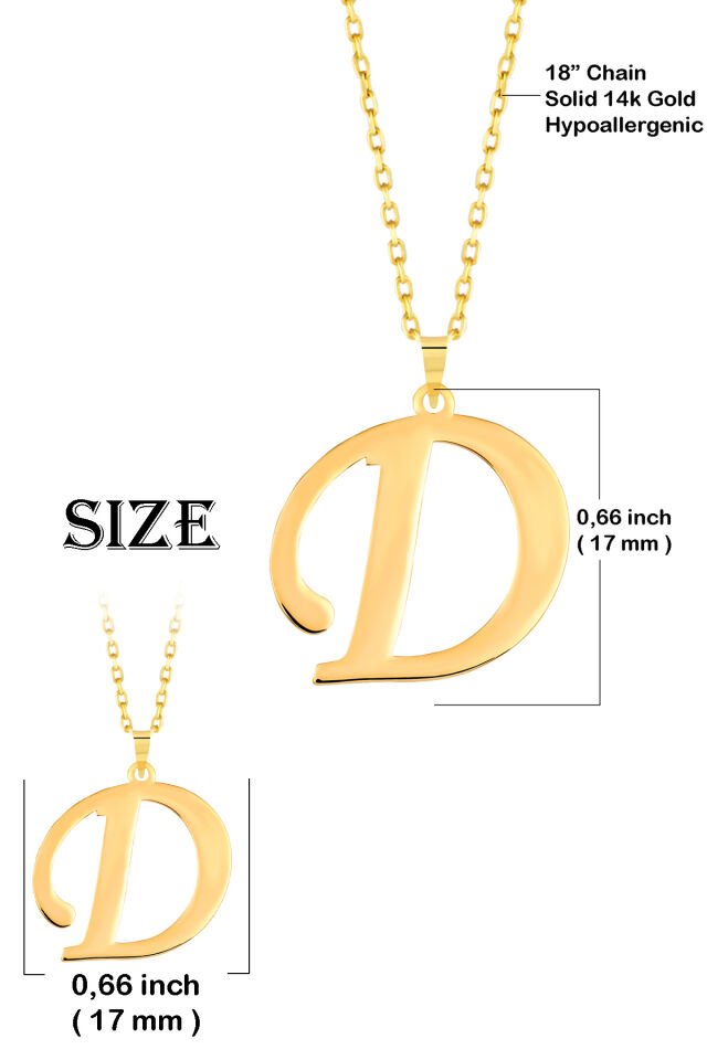 PRENSES PIRLANTA Kadın 14 Ayar Altın Harf Kolye El işi A & Z Harfi Altın Kolye Zincirli Harf Kolye 42 Cm D