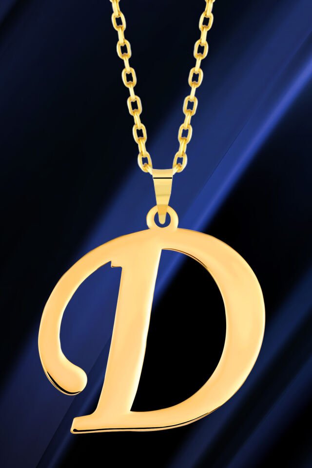 PRENSES PIRLANTA Kadın 14 Ayar Altın Harf Kolye El işi A & Z Harfi Altın Kolye Zincirli Harf Kolye 42 Cm D