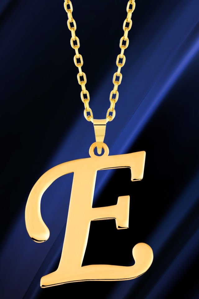 PRENSES PIRLANTA Kadın 14 Ayar Altın Harf Kolye El işi A & Z Harfi Altın Kolye Zincirli Harf Kolye 42 Cm E