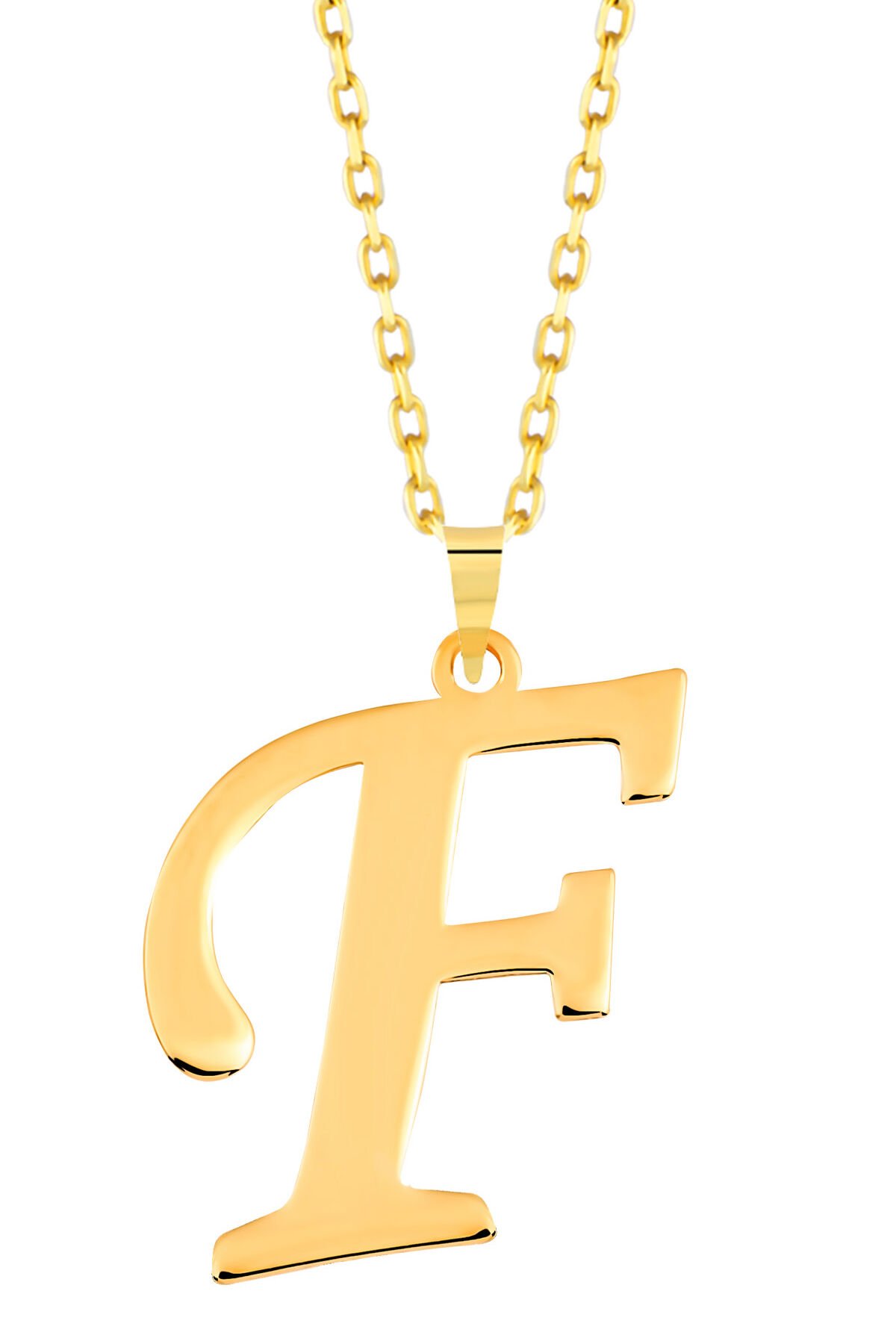 PRENSES PIRLANTA Kadın 14 Ayar Altın Harf Kolye El işi A & Z Harfi Altın Kolye Zincirli Harf Kolye 42 Cm F