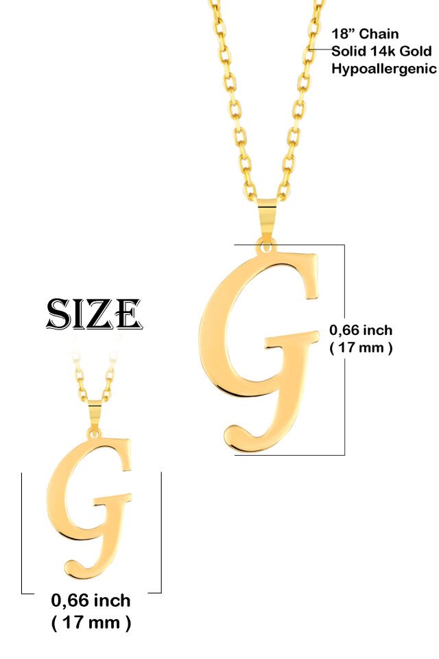 PRENSES PIRLANTA Kadın 14 Ayar Altın Harf Kolye El işi A & Z Harfi Altın Kolye Zincirli Harf Kolye 42 Cm G