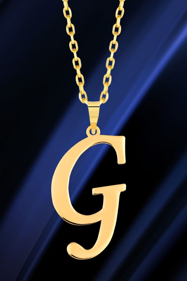 PRENSES PIRLANTA Kadın 14 Ayar Altın Harf Kolye El işi A & Z Harfi Altın Kolye Zincirli Harf Kolye 42 Cm G