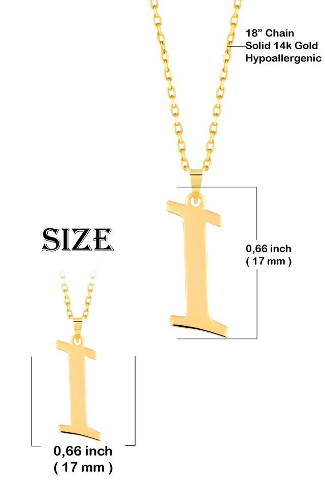 PRENSES PIRLANTA Kadın 14 Ayar Altın Harf Kolye El işi A & Z Harfi Altın Kolye Zincirli Harf Kolye 42 Cm I
