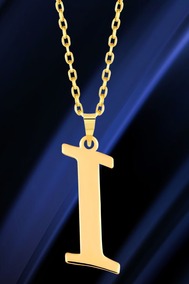 PRENSES PIRLANTA Kadın 14 Ayar Altın Harf Kolye El işi A & Z Harfi Altın Kolye Zincirli Harf Kolye 42 Cm I