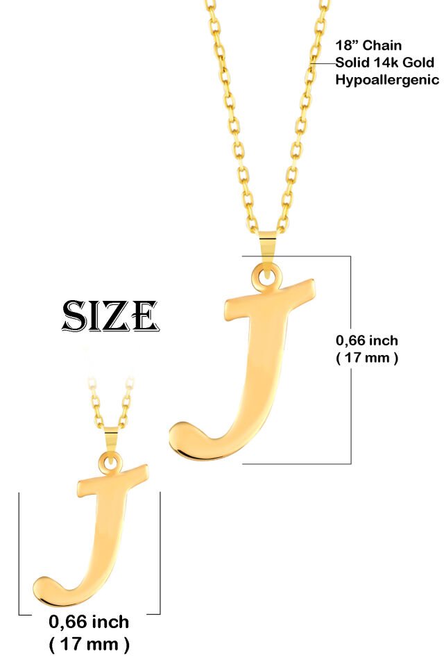 PRENSES PIRLANTA Kadın 14 Ayar Altın Harf Kolye El işi A & Z Harfi Altın Kolye Zincirli Harf Kolye 42 Cm J