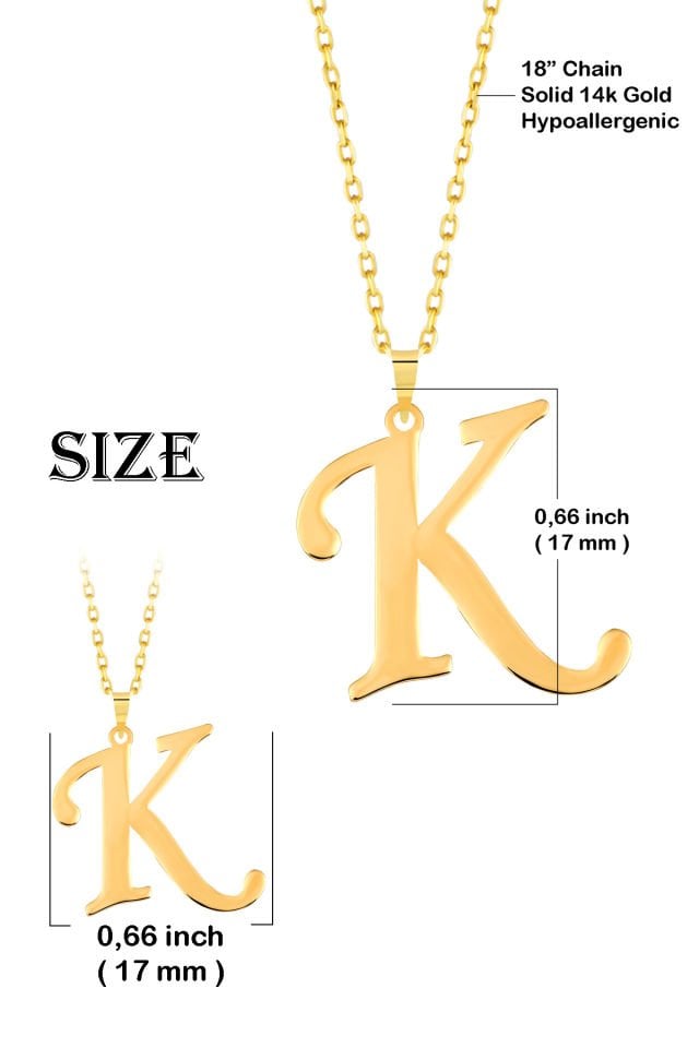PRENSES PIRLANTA Kadın 14 Ayar Altın Harf Kolye El işi A & Z Harfi Altın Kolye Zincirli Harf Kolye 42 Cm K
