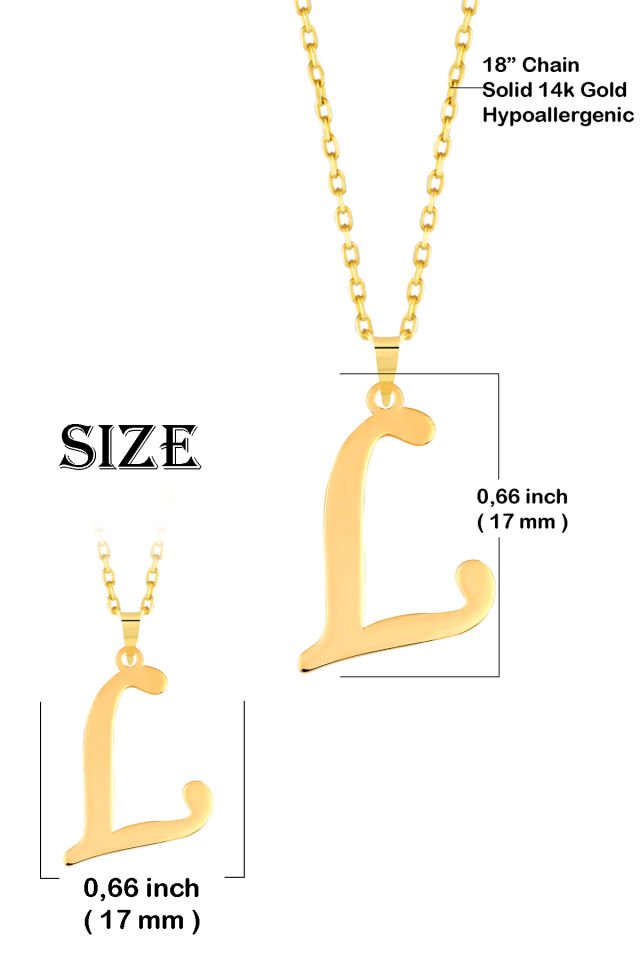 PRENSES PIRLANTA Kadın 14 Ayar Altın Harf Kolye El işi A & Z Harfi Altın Kolye Zincirli Harf Kolye 42 Cm L