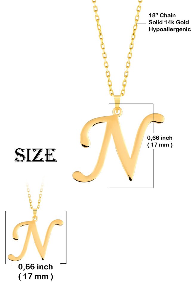 PRENSES PIRLANTA Kadın 14 Ayar Altın Harf Kolye El işi A & Z Harfi Altın Kolye Zincirli Harf Kolye 42 Cm N