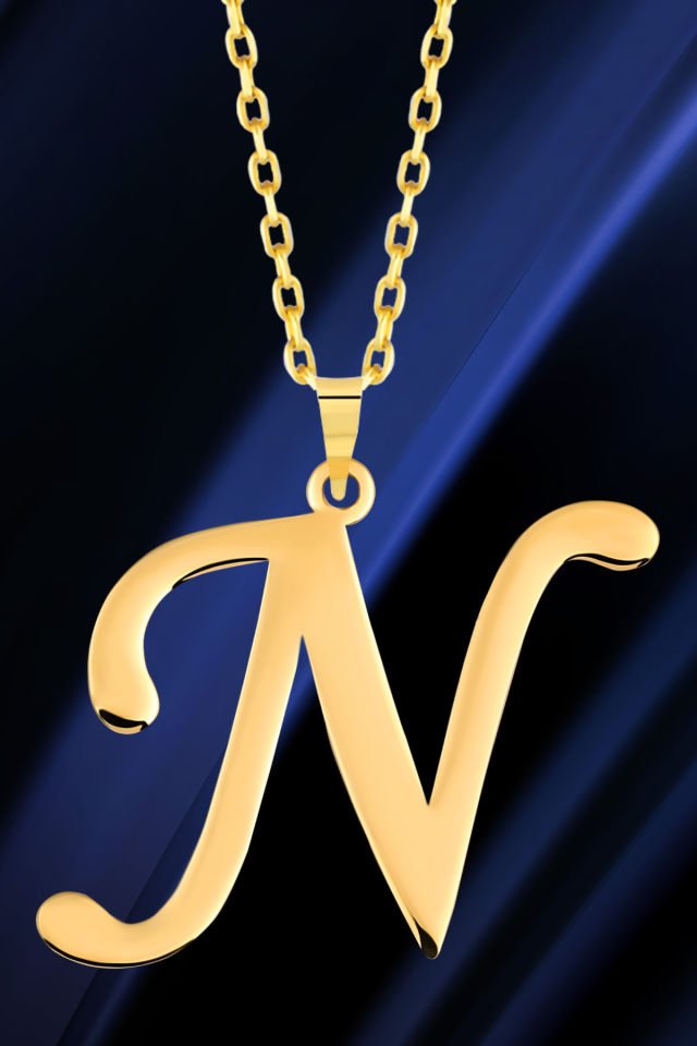 PRENSES PIRLANTA Kadın 14 Ayar Altın Harf Kolye El işi A & Z Harfi Altın Kolye Zincirli Harf Kolye 42 Cm N