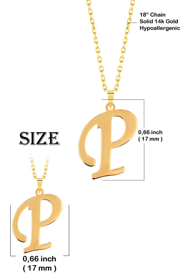 PRENSES PIRLANTA Kadın 14 Ayar Altın Harf Kolye El işi A & Z Harfi Altın Kolye Zincirli Harf Kolye 42 Cm P
