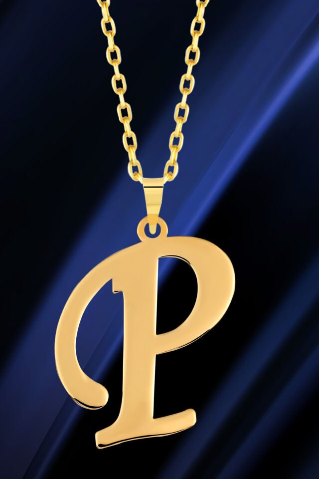 PRENSES PIRLANTA Kadın 14 Ayar Altın Harf Kolye El işi A & Z Harfi Altın Kolye Zincirli Harf Kolye 42 Cm P