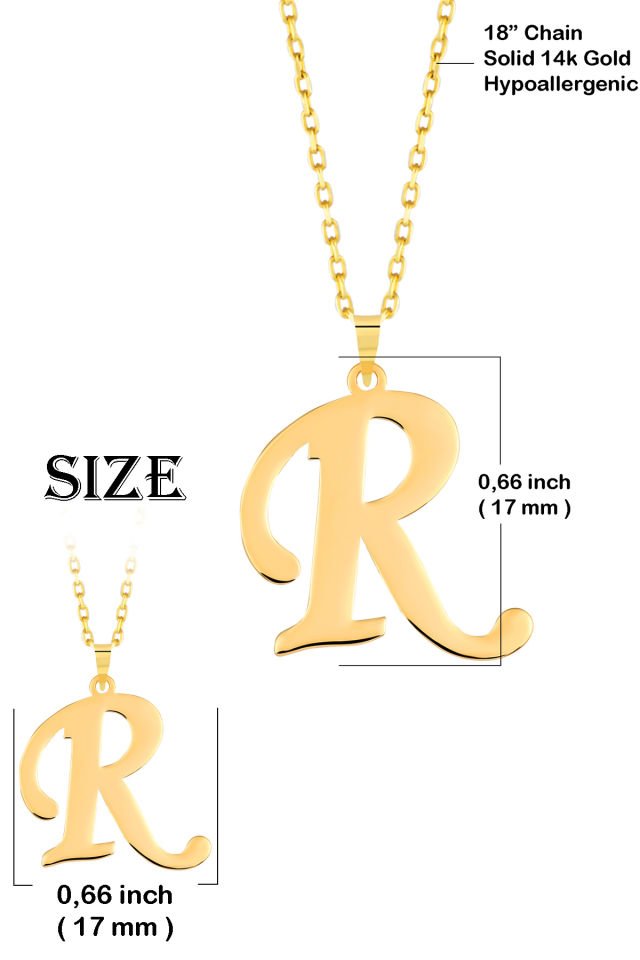 PRENSES PIRLANTA Kadın 14 Ayar Altın Harf Kolye El işi A & Z Harfi Altın Kolye Zincirli Harf Kolye 42 Cm R
