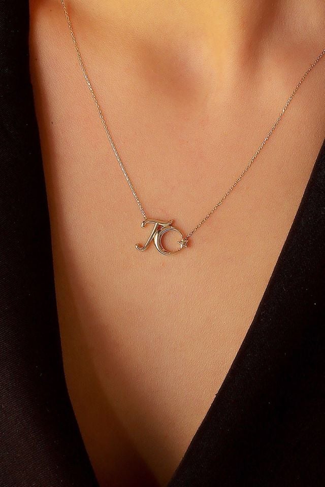 Prenses Pırlanta-14 Ayar Altın  Taşsız 2 cm TC Altın Kolye Modeli