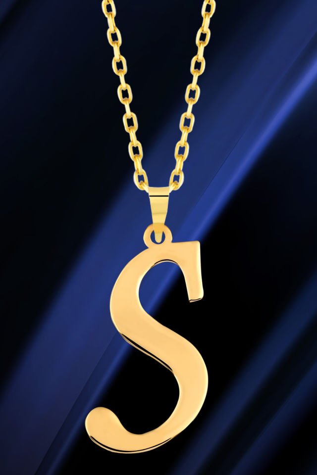 PRENSES PIRLANTA Kadın 14 Ayar Altın Harf Kolye El işi A & Z Harfi Altın Kolye Zincirli Harf Kolye 42 Cm S