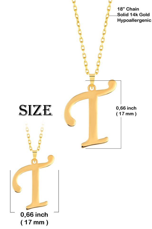 PRENSES PIRLANTA Kadın 14 Ayar Altın Harf Kolye El işi A & Z Harfi Altın Kolye Zincirli Harf Kolye 42 Cm T
