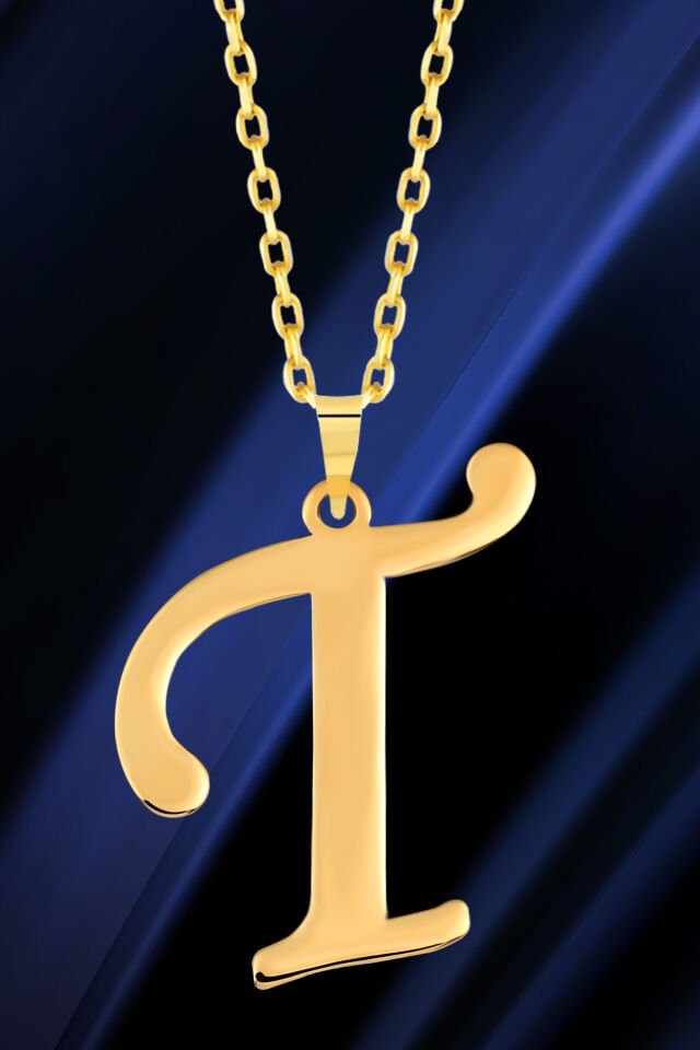 PRENSES PIRLANTA Kadın 14 Ayar Altın Harf Kolye El işi A & Z Harfi Altın Kolye Zincirli Harf Kolye 42 Cm T