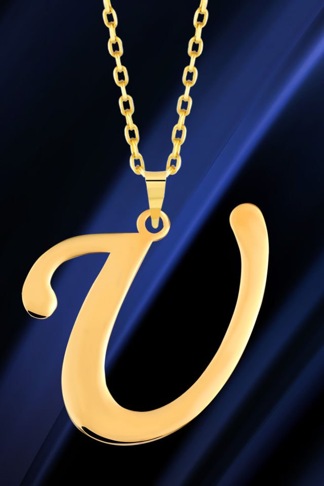 PRENSES PIRLANTA Kadın 14 Ayar Altın Harf Kolye El işi A & Z Harfi Altın Kolye Zincirli Harf Kolye 42 Cm U
