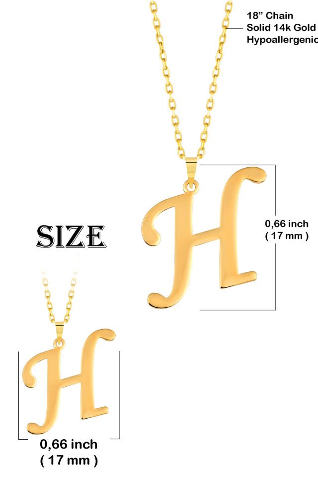 PRENSES PIRLANTA Kadın 14 Ayar Altın Harf Kolye El işi A & Z Harfi Altın Kolye Zincirli Harf Kolye 42 Cm H