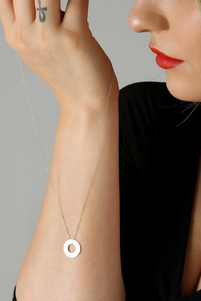 Prenses Pırlanta-14 Ayar Altın Halka Altın Kolye Modeli