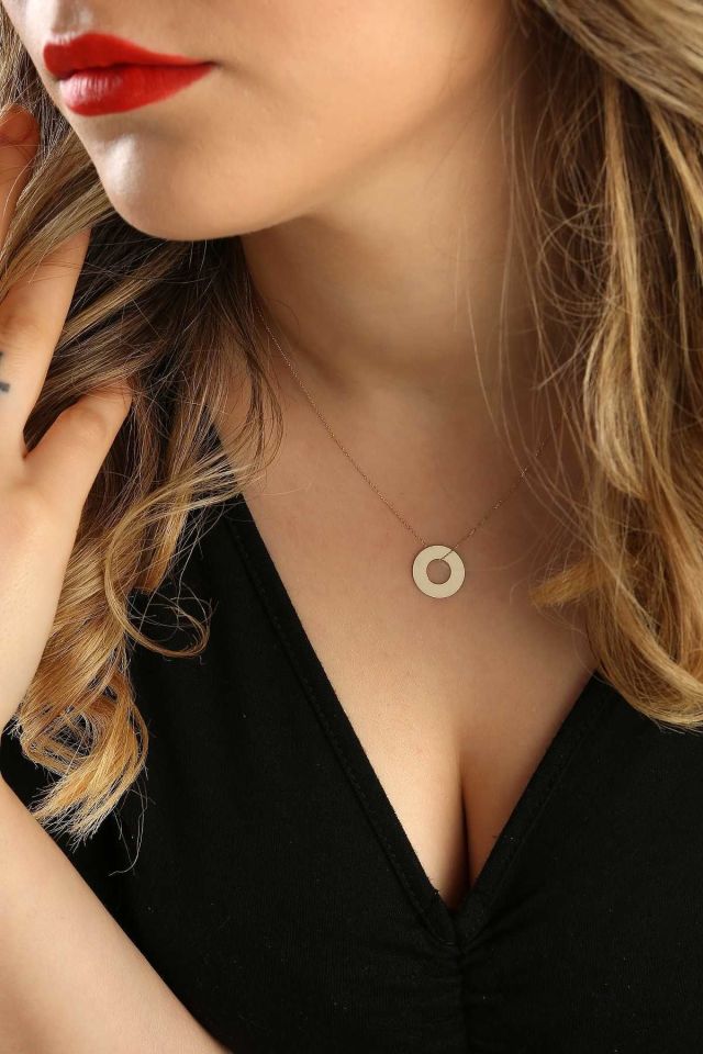 Prenses Pırlanta-14 Ayar Altın Halka Altın Kolye Modeli