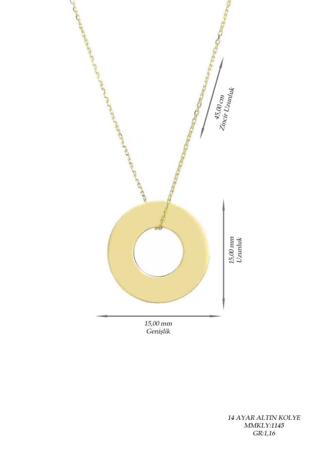 Prenses Pırlanta-14 Ayar Altın Halka Altın Kolye Modeli