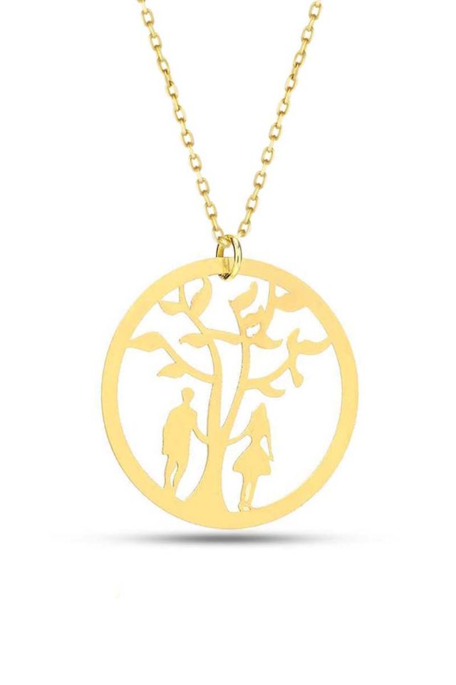 Prenses Pırlanta-14 Ayar Altın Hayat Ağacı Altın Kolye Modeli