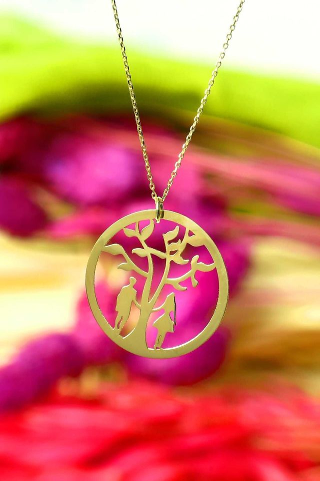 Prenses Pırlanta-14 Ayar Altın Hayat Ağacı Altın Kolye Modeli