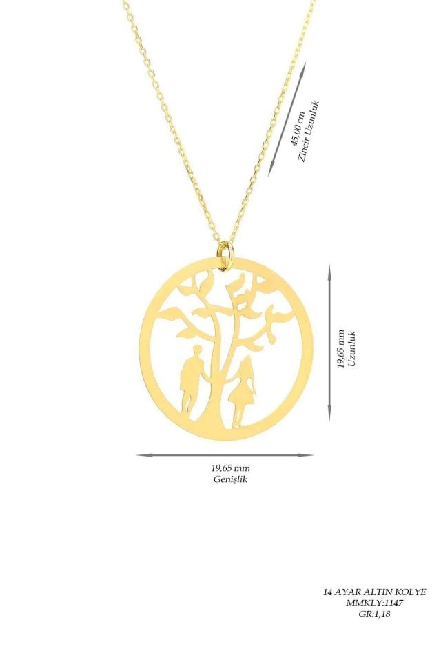 Prenses Pırlanta-14 Ayar Altın Hayat Ağacı Altın Kolye Modeli