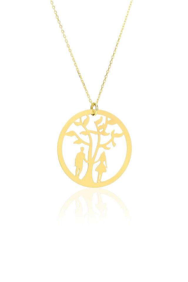 Prenses Pırlanta-14 Ayar Altın Hayat Ağacı Altın Kolye Modeli