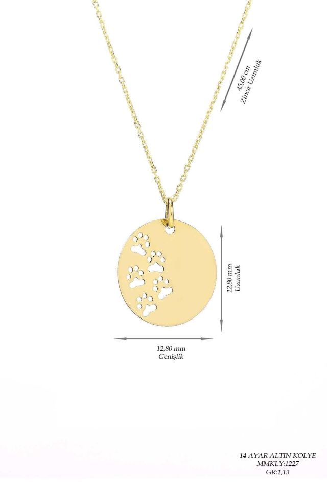 Prenses Pırlanta-14 Ayar Altın Patili Altın Kolye Modeli