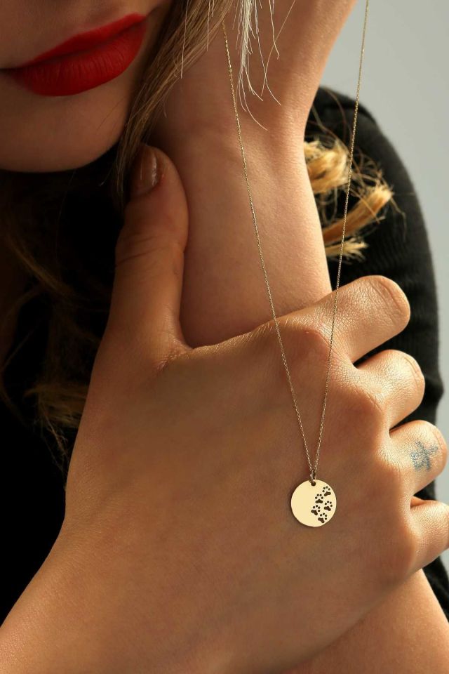 Prenses Pırlanta-14 Ayar Altın Patili Altın Kolye Modeli