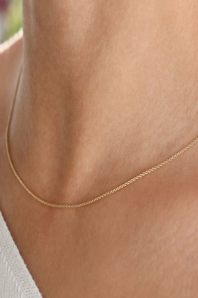 PRENSES PIRLANTA-Kadın 14 Ayar Altın Hayalet Zincir Kolye SARI  - 45 CM