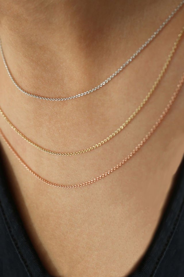 PRENSES PIRLANTA-Kadın 14 Ayar Altın Hayalet Zincir Kolye ROSE - 45 CM