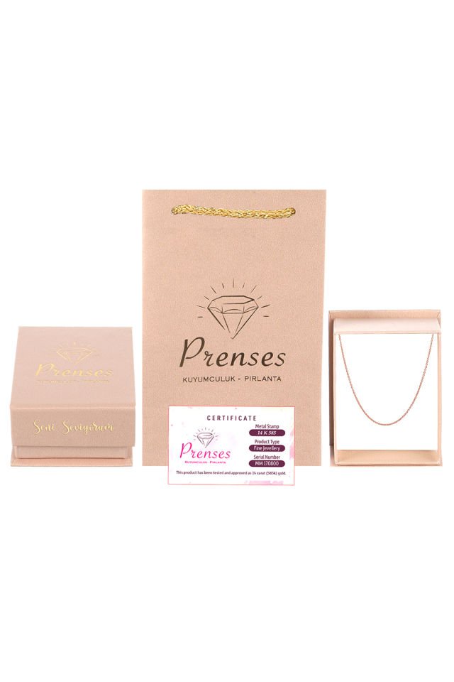PRENSES PIRLANTA-Kadın 14 Ayar Altın Hayalet Zincir Kolye ROSE - 45 CM