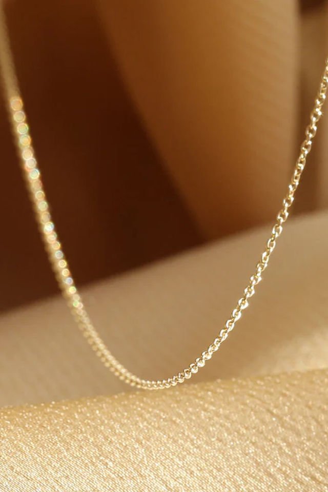 PRENSES PIRLANTA-Kadın 14 Ayar Altın Hayalet Zincir Kolye SARI  - 50 CM